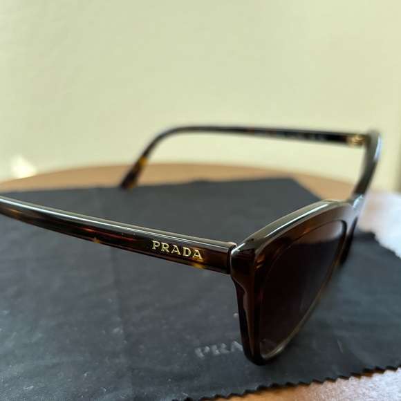 Prada SPR 01V Oversized Cat Eye Sunglasses - Havana Dark Brown Tortoise Shell - Picture 8 of 16